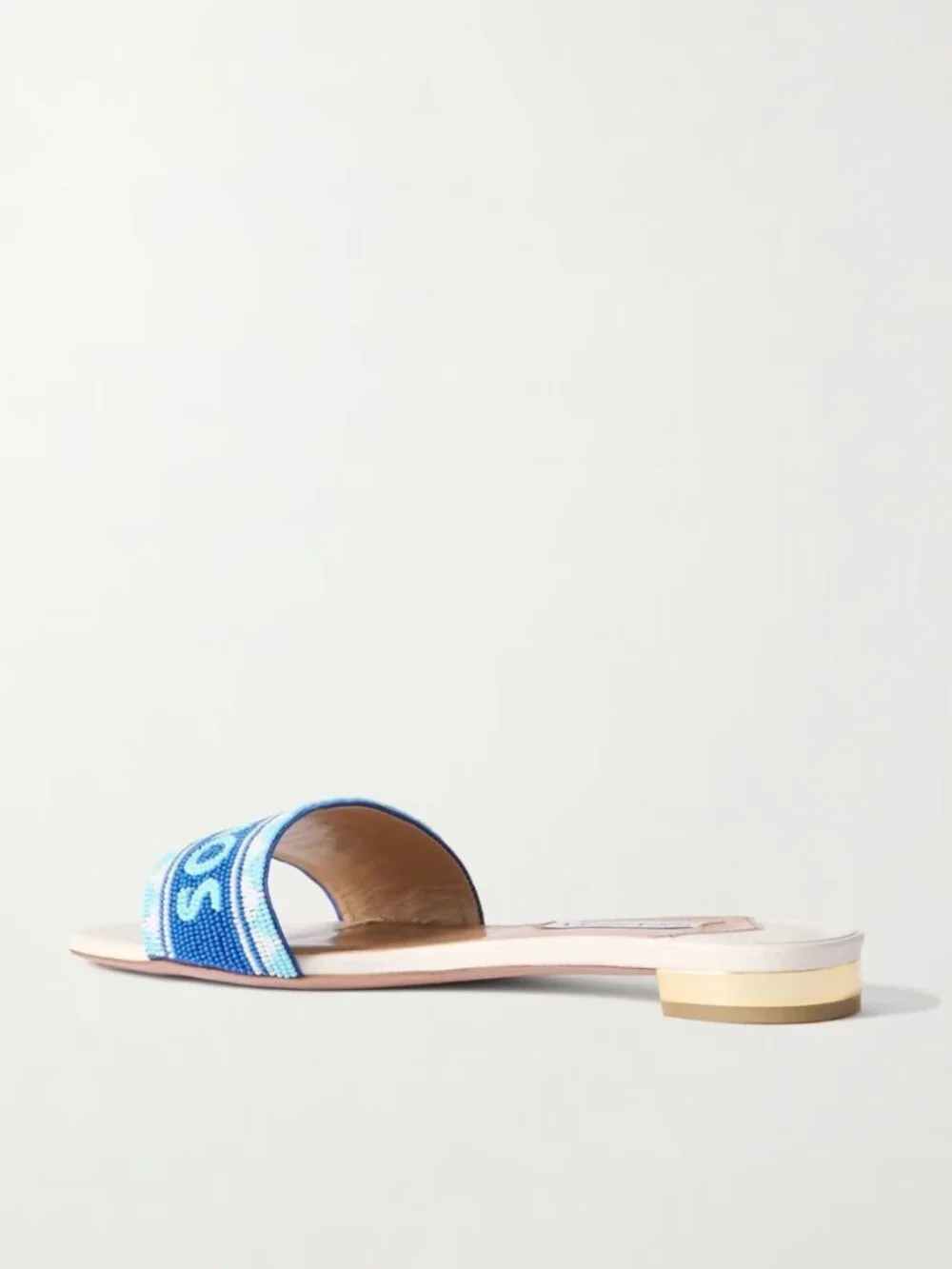 AQUAZZURA Mykonos beaded leather slides